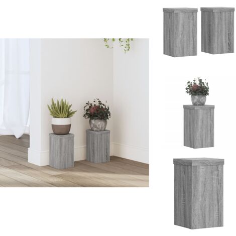 Pflanzenständer 2 Stk. Grau Sonoma 10x10x18 cm Holzwerkstoff - Pflanzenständer - Blumenständer - Blumentopfständer - Topfständer