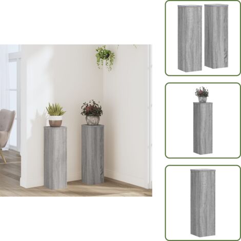 Pflanzenständer 2 Stk. Grau Sonoma 17x17x60 cm Holzwerkstoff - Pflanzenständer - Blumenständer - Pflanzensäule - Blumensäule