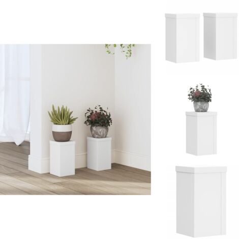 Pflanzenständer 2 Stk. Weiß 10x10x18 cm Holzwerkstoff - Blumenständer - Pflanzenständer - Indoor Pflanzenhalter - Wohnzimmer Dekoration - Minimalistisches Design
