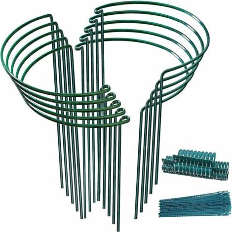 Pflanzenstecker 10x Pflanzenstecker, Halbrunde grüne Pfähle Pflanzenstütze, Helfen Sie Ihren Pflanzen beim Wachsen - Pflanzringstecker Hortensien, Pfingstrosen, Stauden (25cmx40cm), 25x40cm-10 St FLI