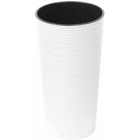 Pflanzgefäß LOCON GROOVE, weiß Rillenoptik, Ø 25 x 46,5 cm Kunststoffgefäß mit Einsatz