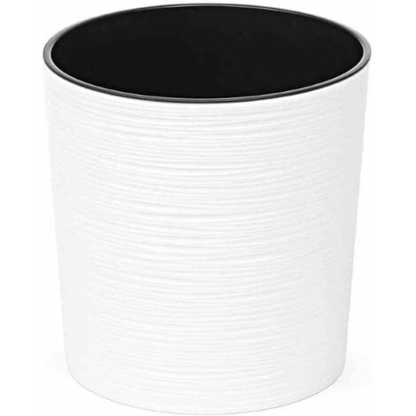 Pflanzgefäß LOCON GROOVE, weiß Rillenoptik, Ø 30 x 30,5 cm Kunststoffgefäß mit Einsatz