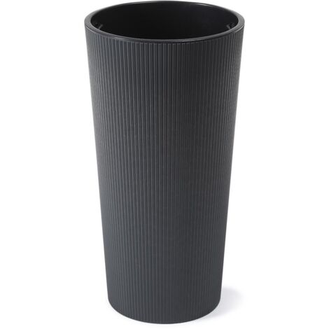 Pflanzgefäß LOCON STRIPE anthrazit Streifenoptik, 30 cm Kunststoff, 29,5 x 29,5 x 57,1 cm