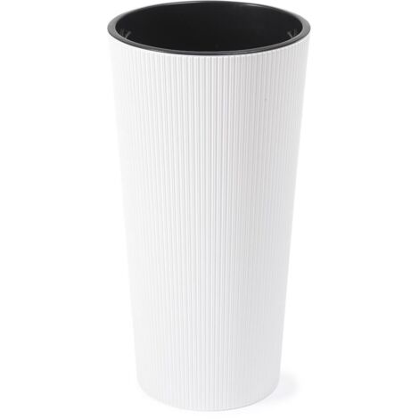 Pflanzgefäß LOCON STRIPE weiß Streifenoptik, 25 cm Kunststoff, 25,5 x 25,5 x 46,6 cm