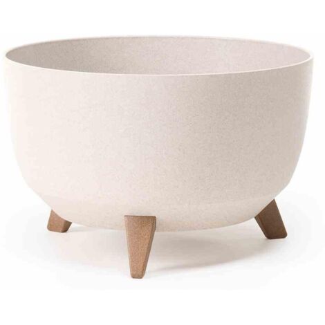 Pflanzgefäß OSLO creme 40x25 cm Kunststoff/Holzfasern auf Füßen mit Einsatz