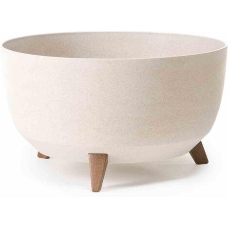 Pflanzgefäß OSLO creme 47x26,5 cm Kunststoff/Holzfasern auf Füßen mit Einsatz