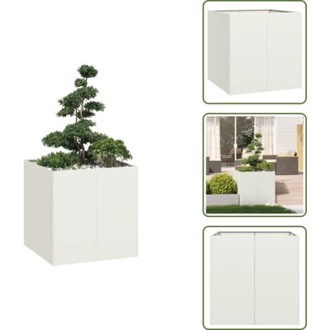 Pflanzgefäß Weiß 80x80x80 cm Stahl - Pflanzkübel - Pflanzgefäß - Pflanzschale - Hochbeet