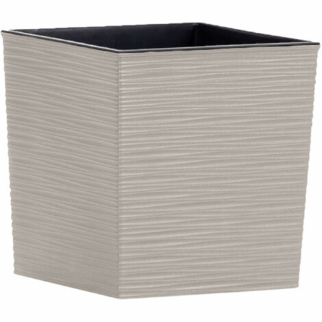 Pflanzgefäße NIZZA GROOVE creme Rillenoptik, 30 x 30,5 cm Kunststoffgefäß mit Holzfaseranteil und Einsatz