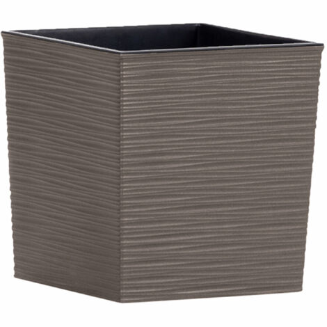 Pflanzgefäße NIZZA GROOVE grau Rillenoptik, 30 x 30,5 cm Kunststoffgefäß mit Holzfaseranteil und Einsatz