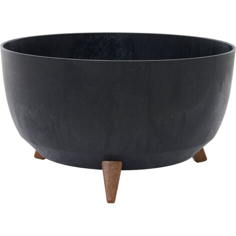 Pflanzgefäße OSLO STONE schwarz Betonoptik, 47 x 26,5 cm Kunststoff auf Füßen mit Einsatz