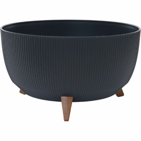 Pflanzgefäße OSLO STRIPE anthrazit Streifenoptik, 47 x 26,5 cm Kunststoff auf Füßen mit Einsatz