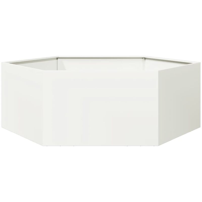 Pflanzkübel Weiß Sechseckig 138x120x45 Stahl - Vidaxl