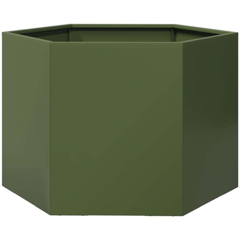Pflanzkübel Olivgrün Sechseckig 69x60x45 Stahl Vidaxl