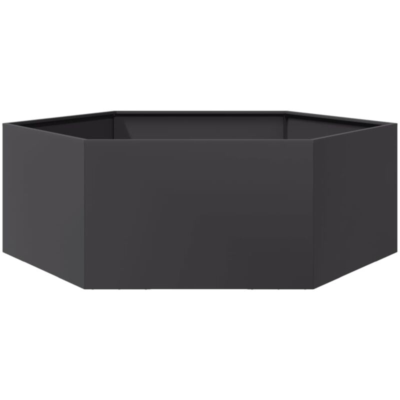 Pflanzkübel Schwarz Sechseckig 138x120x45 Stahl - Vidaxl