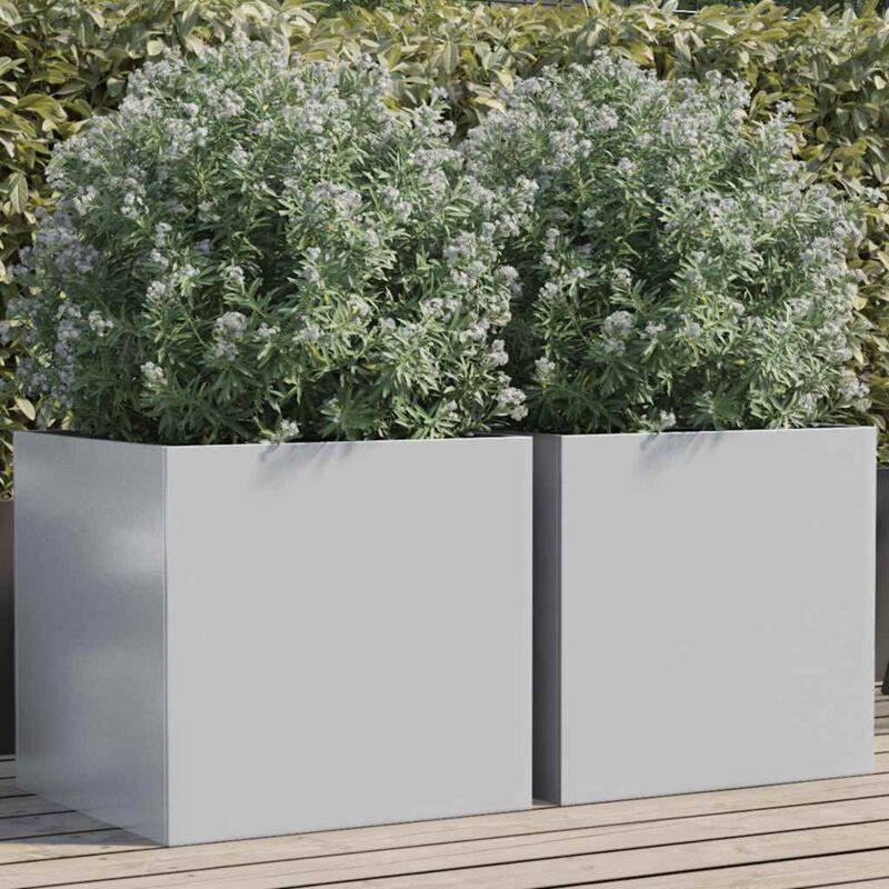 Pflanzkübel 2 Stk. Silbern 49x47x46 Cm Verzinkter Stahl Vidaxl