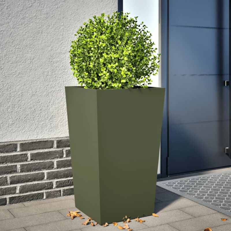 Pflanzkübel Olivgrün 45x45x75 Cm Stahl Vidaxl