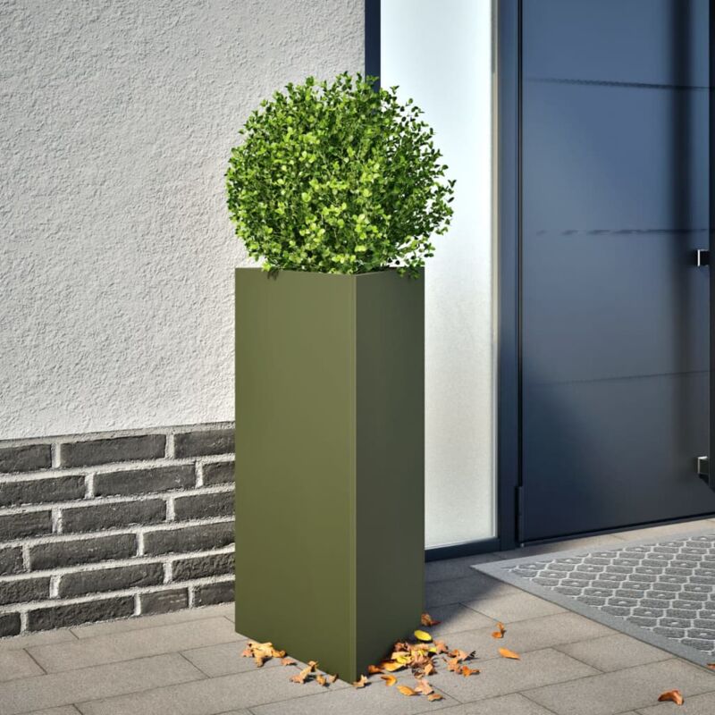 Vidaxl - Pflanzkübel 2 Stk. Olivgrün Dreieckig 40x34, 5x70 Cm Stahl