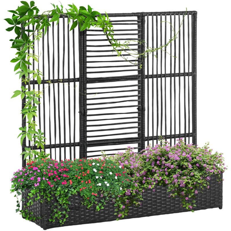 Outsunny - Hochbeet Mit Rankgitter In Rattan-optik Pflanzkasten Mit Rankhilfe Für Kletterpflanzen Blumenkasten Blumenbeet Pflanzkübel Rankkasten