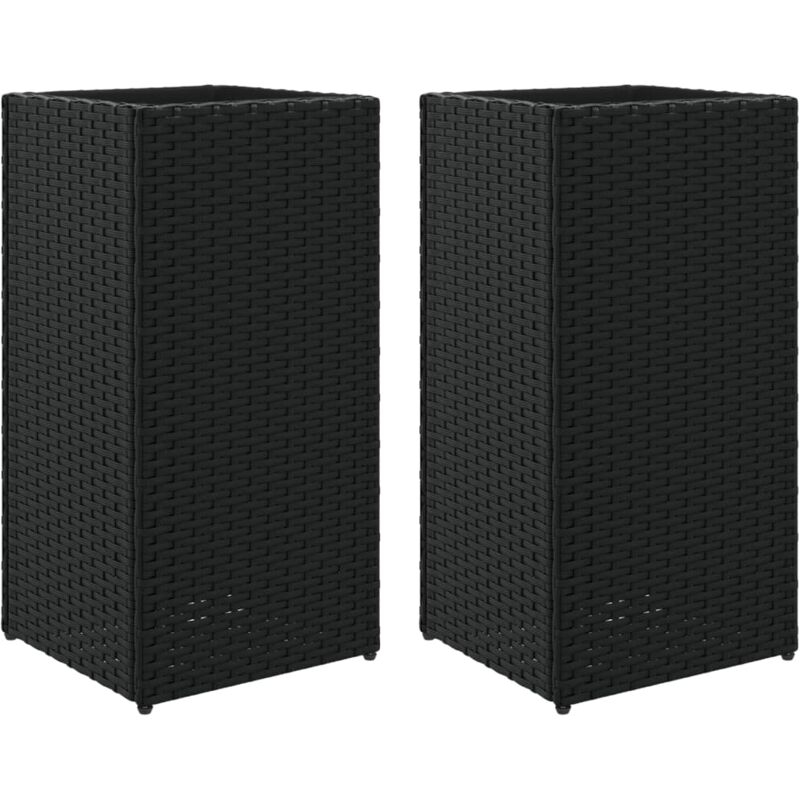 Pflanzkübel 2 Stk. Schwarz 30x30x60 Cm Poly Rattan Vidaxl