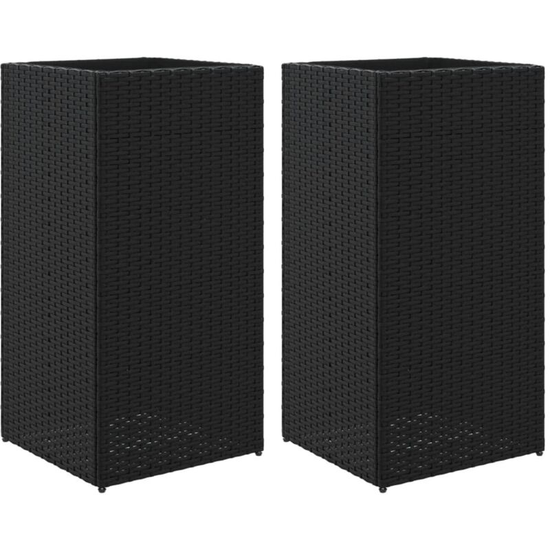 Pflanzkübel 2 Stk. Schwarz 40x40x80 Cm Poly Rattan Vidaxl