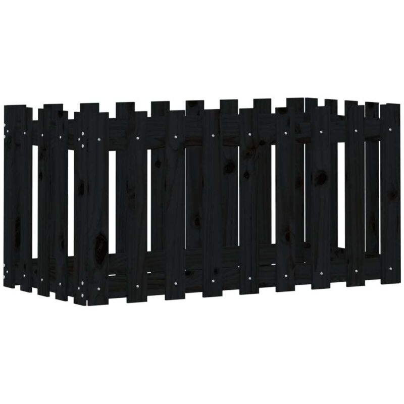 Hochbeet Latten-design Schwarz 100x50x50 Cm Massivholz Kiefer - Vidaxl