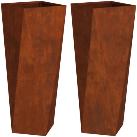 Pflanzkübel 2 pcs Rostig 30 x 30 x 75 cm Wetterfeststahl vidaXL