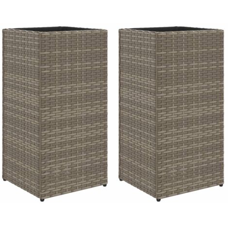 Pflanzkübel 2 Stk. Grau 30x30x60 cm Poly Rattan vidaXL