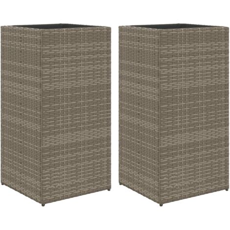 Pflanzkübel 2 Stk. Grau 40x40x80 cm Poly Rattan vidaXL