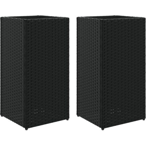 Pflanzkübel 2 Stk. Schwarz 30x30x60 cm Poly Rattan vidaXL