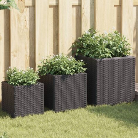 Pflanzkübel 3 Stk. Schwarz Poly Rattan vidaXL883153
