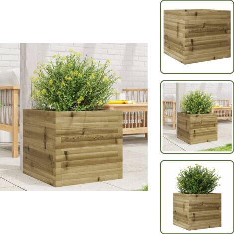 Pflanzkübel 50x50x45,5 cm Kiefernholz Imprägniert - Holzpflanze - Hochbeet - Blumengarten - Gartendekoration - Pflanzkübel