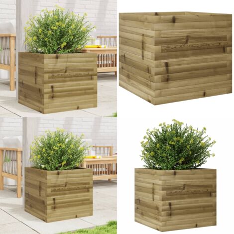 Pflanzkübel 50x50x45,5 cm Kiefernholz Imprägniert - Holzpflanze - Hochbeet - Blumengarten - Gartendekoration - Pflanzkübel - Home & Living