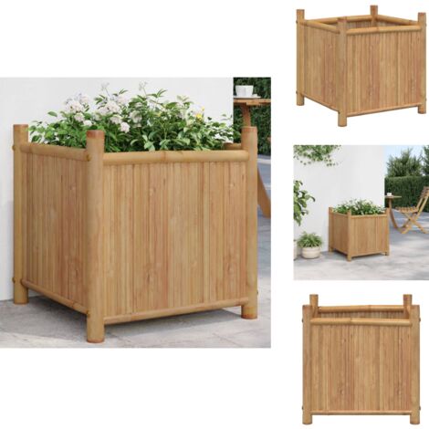 Pflanzkübel 50x50x50 cm Bambus - Bambuskiste - Hochbeet - Blumenerde - Gartendekoration - Pflanzgefäß