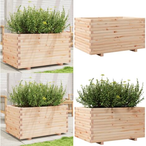 Pflanzkübel 90x60x49,5 cm Massivholz Kiefer - Holzpflanze - Hochbeet - Blumenerde - Gartendekoration - Pflanztopf - Home & Living