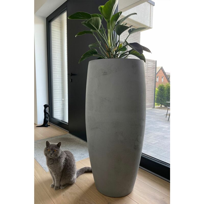 Pflanzkübel Blumenkübel Fiberglas OPUS - Beton-Design Grau - 44x107 cm