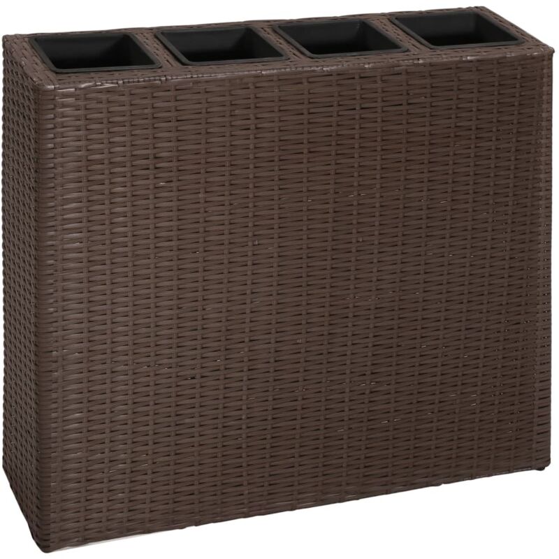 Garten-hochbeet Mit 4 Töpfen Poly Rattan Braun - Vidaxl