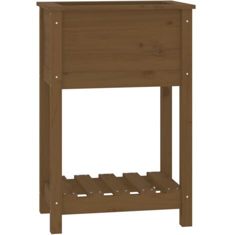 Pflanzkübel mit Ablage Honigbraun 54x34,5x81 cm Kiefernholz vidaXL