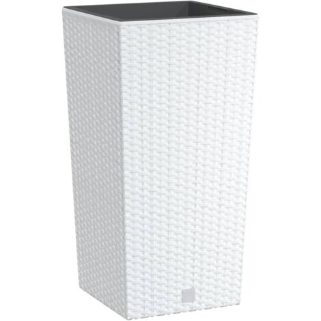 Pflanzkübel mit herausnehmbaren Einsatz Weiß 11/26,5L PP-Rattan vidaXL