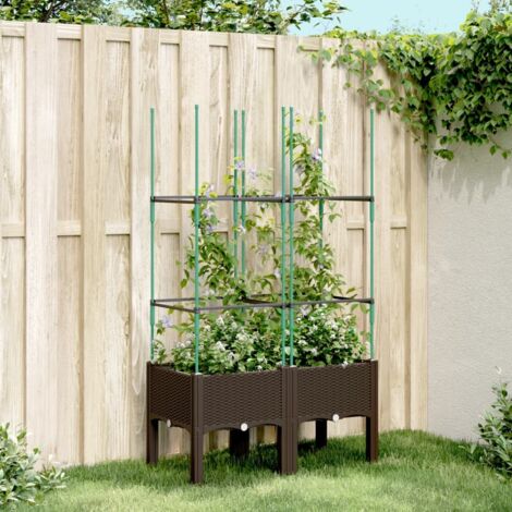 Pflanzkübel mit Rankgitter Braun 80x40x142,5 cm PP vidaXL