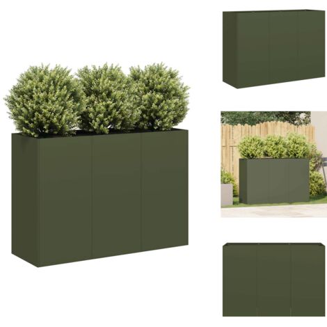 Pflanzkübel Olivgrün 120x40x80 cm Kaltgewalzter Stahl - Pflanzkübel - Pflanzgefäß - Pflanzschale - Hochbeet