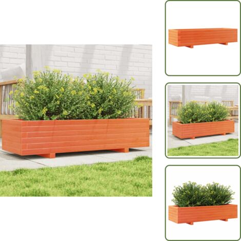 Pflanzkübel Wachsbraun 110x40x26,5 cm Massivholz Kiefer - Holzpflanze - Hochbeet - Blumenerde - Gartendeko - Pflanztopf