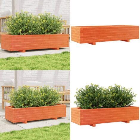 Pflanzkübel Wachsbraun 110x40x26,5 cm Massivholz Kiefer - Holzpflanze - Hochbeet - Blumenerde - Gartendeko - Pflanztopf - Home & Living