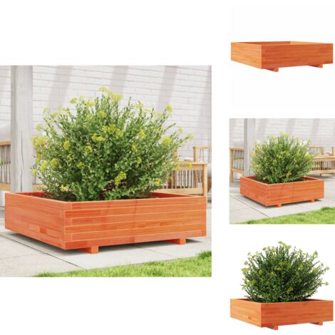 Pflanzkübel Wachsbraun 90x90x26,5 cm Massivholz Kiefer - Holzpflanze - Hochbeet - Blumenerde - Gartendekoration - Pflanztopf