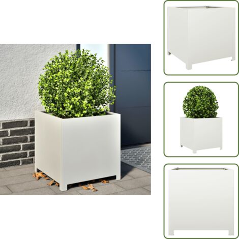 Pflanzkübel Weiß 50x50x50 cm Stahl - Pflanzkübel - Blumenkübel - Pflanzgefäß - Blumenkasten