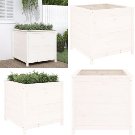 Pflanzkübel Weiß 82,5x82,5x78 cm Massivholz Kiefer - Holzpflanzetopf - Kübel Weiß - Gartendekoration - Blumenerdebehälter - Pflanzgefäß Massiv - Home & Living