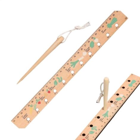 Pflanzlineal aus Holz, Pflanzlineal- und Sämaschinen-Set aus Holz, Klapplineal zum Aussäen von Samen, Pflanzabstandsmesser, Sämaschine aus Holz
