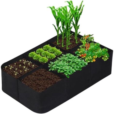 Pflanzsack aus Stoff für Gemüse, Blumen und Kräuter. Vlies-Pflanzgefäß mit hervorragender Drainage, wiederverwendbares Hochbeet, 120 x 60 x 30 cm, schwarz.