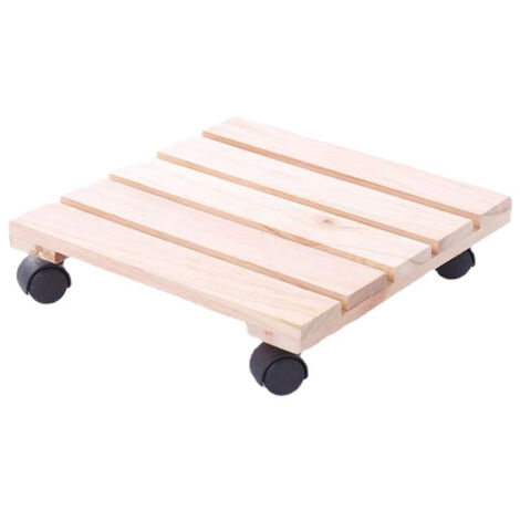 Pflanztablett aus Holz mit 360°-Drehrollen – Mobiler und praktischer Ständer für Zimmer- und Gartenpflanzen – Maße: 25 x 25 cm oder 30 x 30 cm, Material: Holz, Farben: Braun oder Weiß, Einzeltablett