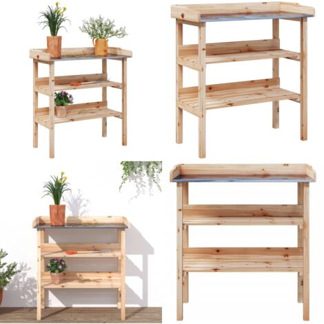 Pflanztisch mit Ablagen 78x38x82,5 cm Massivholz Tanne - Holzregal - Holzkiste - Blumenschrank - Pflanzenständer - Balkonmöbel - Home & Living