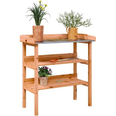 Pflanztisch mit Ablagen Braun 78x38x82,5 cm Massivholz Tanne